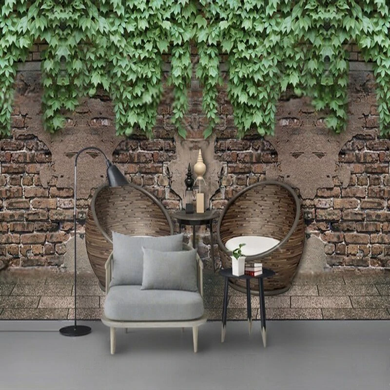 Retro and nostalgic green rattan wall tiles photo studio TV luxurious home decoration bedroom background wall