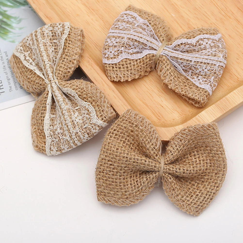 

24 PCS Decorative Flower Sackcloth DIY Vintage Handmade Materials Decorate Burlap Centerpieces Jute Party