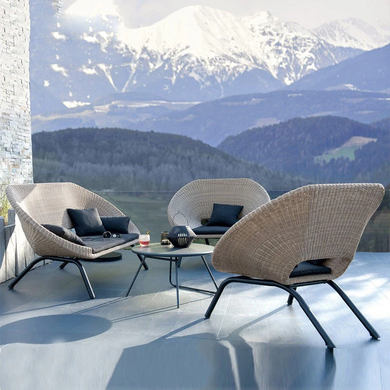 Outdoor-Rattan-Sofa-Kombination, Homestay, Balkon im Freien, Freizeit-Rattan-Stuhl