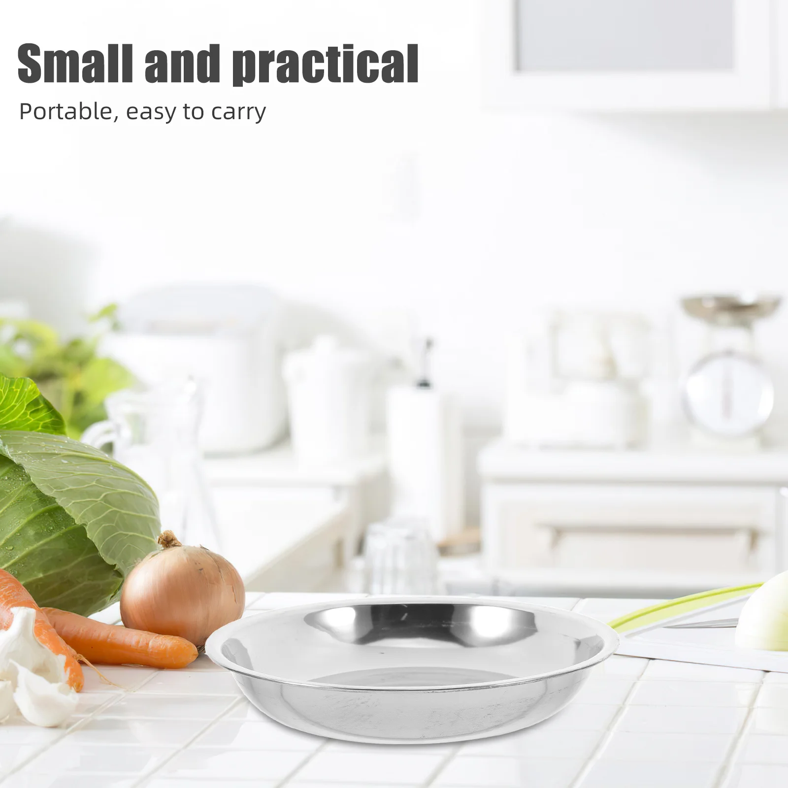 6 قطعة طبق شواء من الفولاذ المقاوم للصدأ طبق مستدير للمعكرونة ستيك سلطة تخدم تخزين لوازم المطبخ حل الطعام المنزلي #2