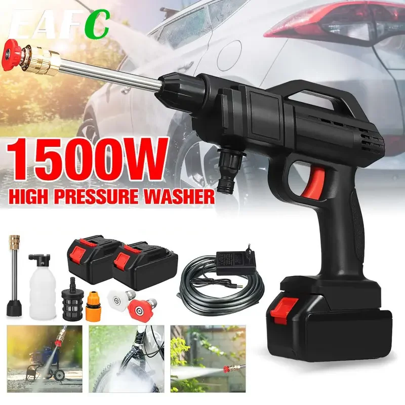 1500W Cordless High Pressure Cleaner Washer Spray Water Gun Car Wash Pressure Water Cleaning Machine