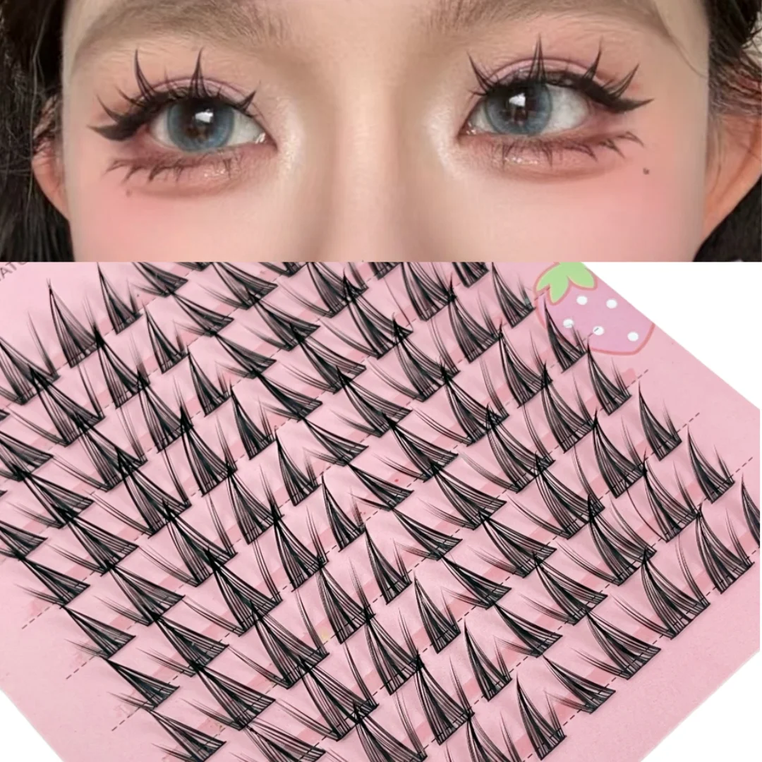 100 pezzi di ciglia finte girasole, riutilizzabili e stile naturale, strisce fini, adatte per principianti, design con ricciolo C/d