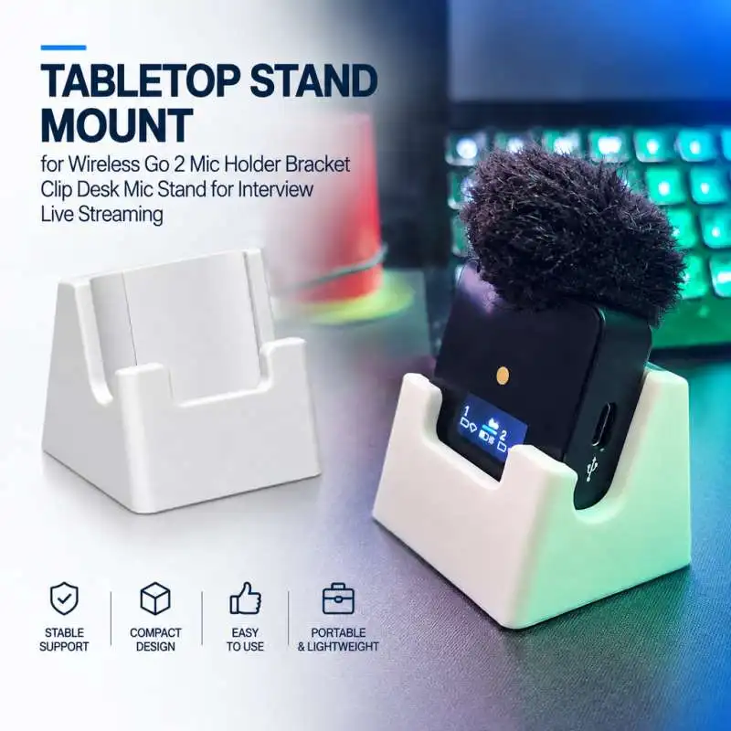Tabletop Stand Mount for Wireless Go 2 Mic Holder Bracket Clip Desk Mic Stand for Interview Live Streaming