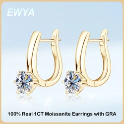 EWYA Real D Color 1CT 6.5mm Moissanite Hoop Earrings for Women S925 Silver Earring Small Ear Buckle Party Fine Jewelry Wholesale