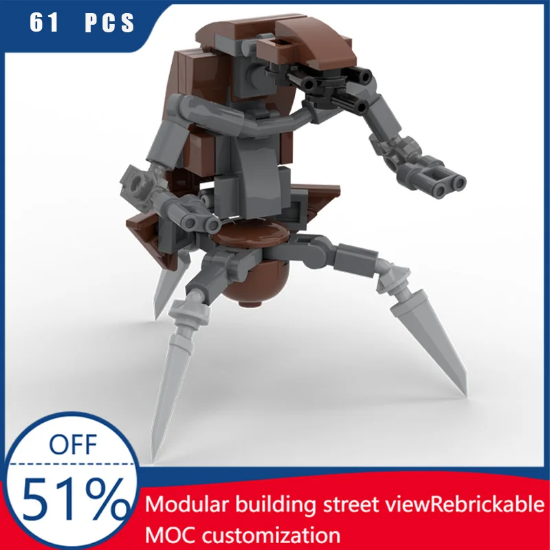 

61 шт. MOC Star Battle, мини-модель робота-атака, строительные блоки, кирпичи, сделай сам, креативная сборка, развивающая игрушка для ребенка, подарок на день рождения