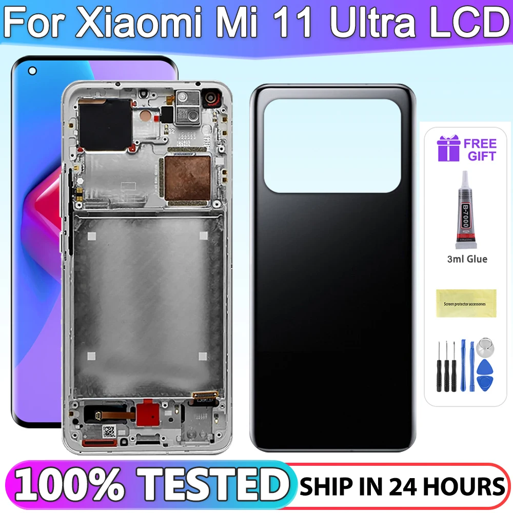 6.81\'\' Tested For Xiaomi Mi 11 Ultra LCD Display Touch Screen Digitizer Assembly For Mi 11Ultra M2102K1G M2102K1C LCD With Frame