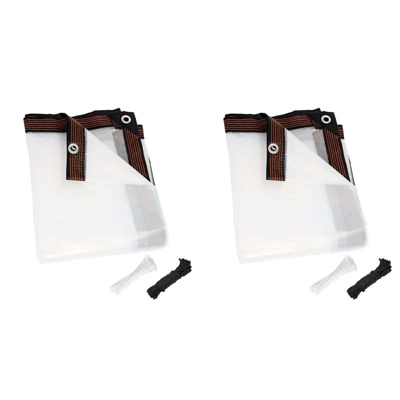 

【ЭФФЕКТИВНЫЕ】2 шт. 6,6X13 футов, прозрачные водонепроницаемые брезенты, сверхмощное непромокае покрытие для уличного сада, прозрачный виниловый брезент с втулками