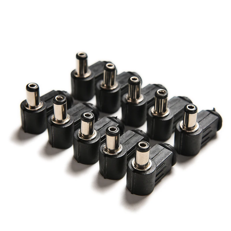 10pcs Right Angle 2.1x5.5mm 2.1mm DC Power Male Plug Soldering Connector Black