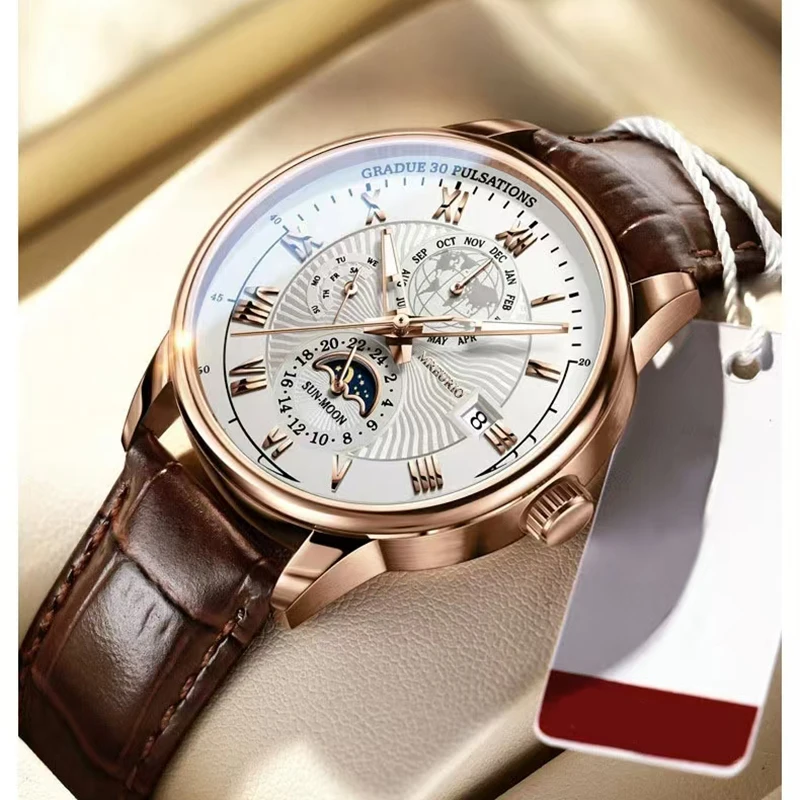 

Новые швейцарские брендовые мужские часы, модные роскошные спортивные мужские наручные часы, водонепроницаемые светящиеся кожаные кварцевые часы с датой, мужские часы