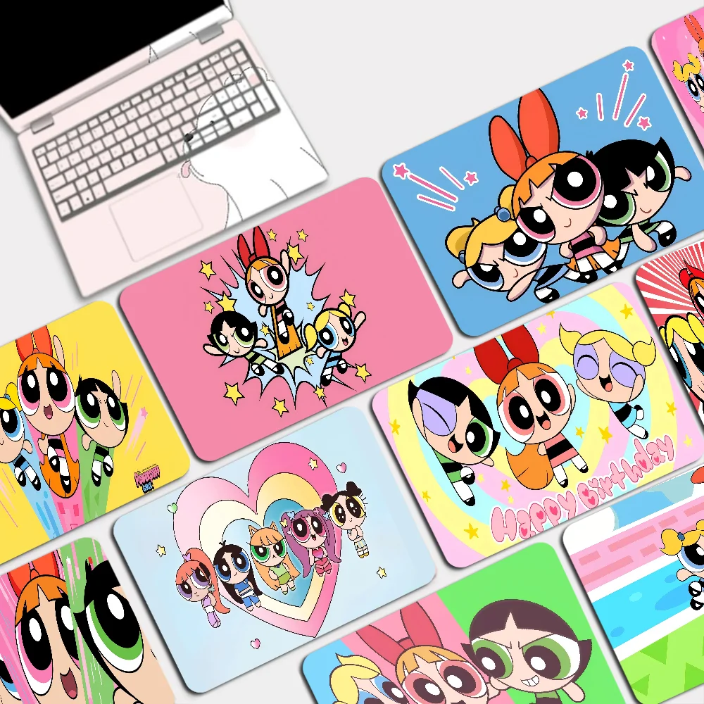 Cute P-Powerpuff-Girls Pattern Hot Rubber Mouse Durable Desktop Mousepad Size For Large Edge Locking Game Keyboard Pad