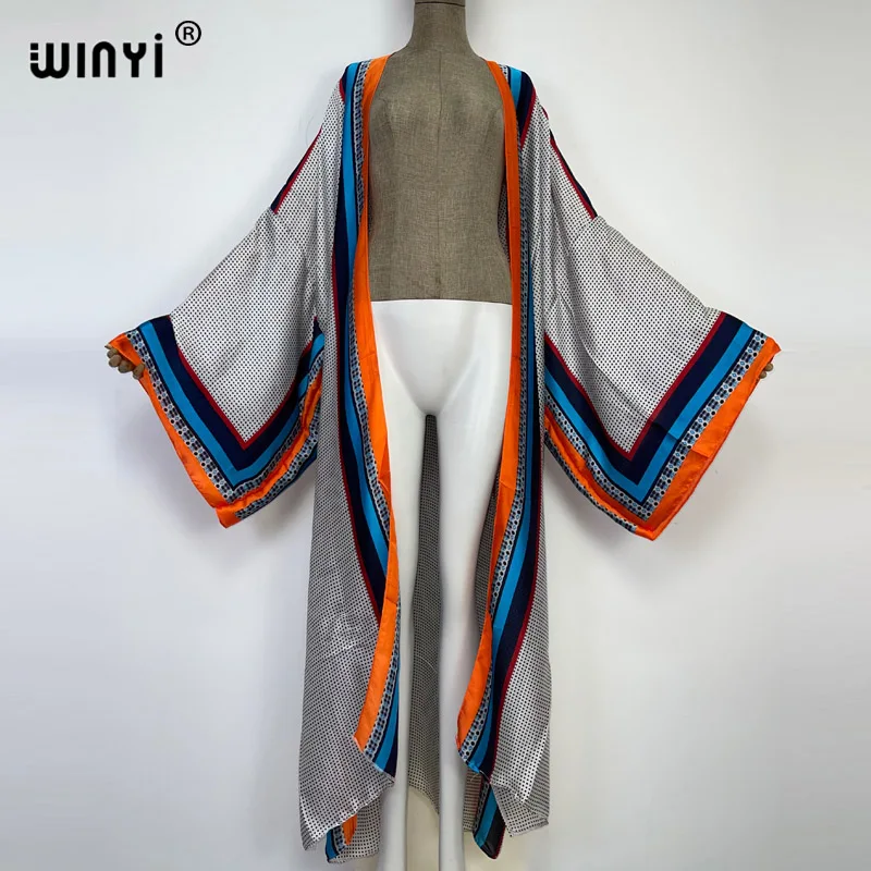 WINYI Summer Women Cardigan stitch robe Cocktail sexy Boho Maxi African Holiday Batwing Sleeve 2022 Robe kimono KAFTAN