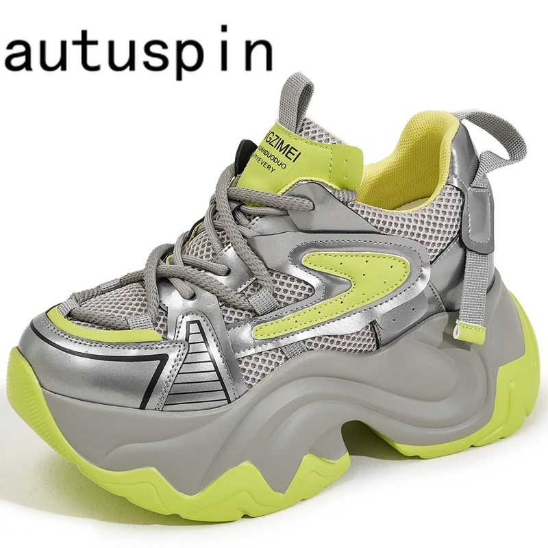 Buty sportowe damskie Autuspin 2024 letnie wygodne tenisówki wyjściowy modny wysoka podeszwa damskie obuwie casualowe buty sportowe