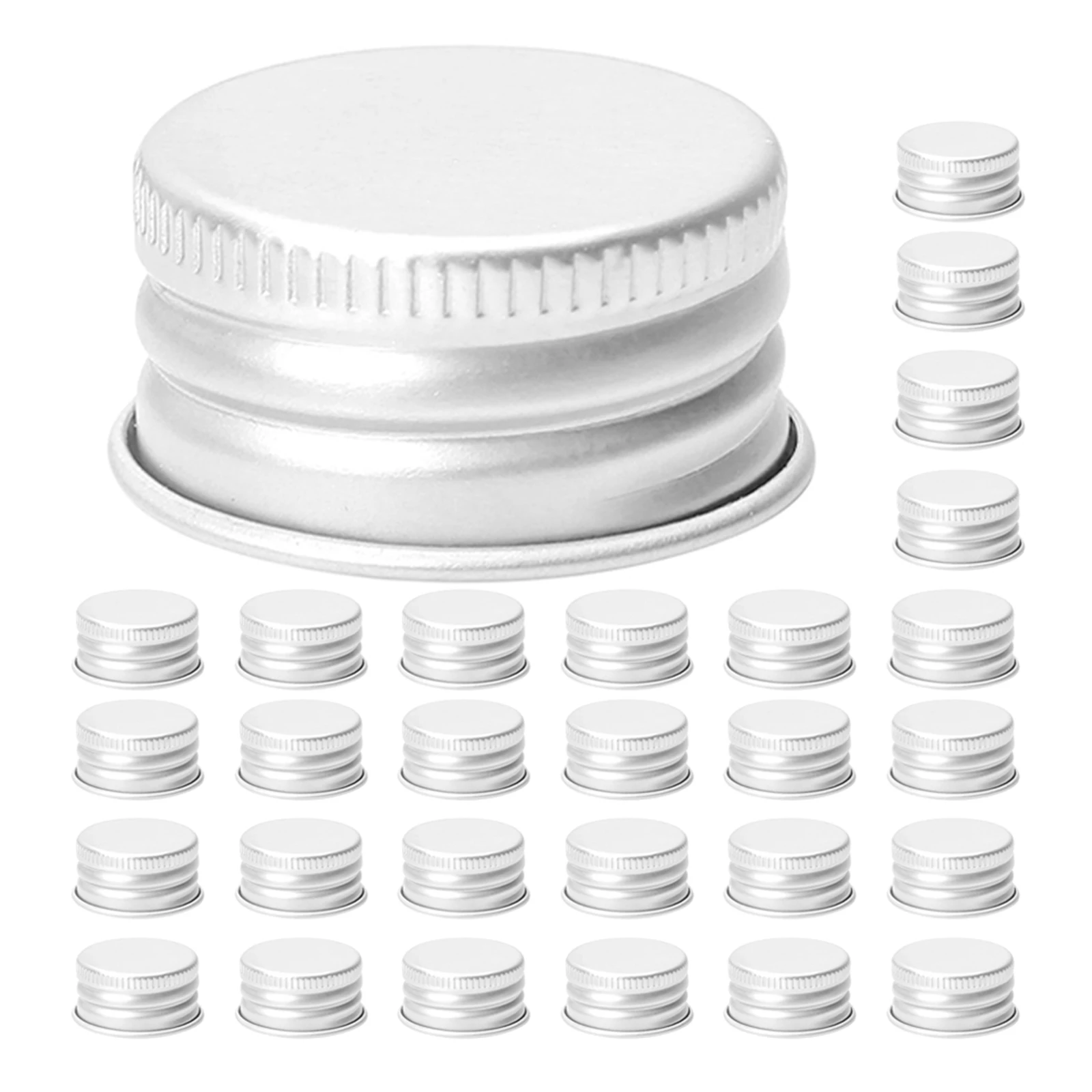

100Pcs Transparent Aluminum Screw Top Caps Leakproof Airtight Sealing Replacement Bottle Lids for Glass Liquid Containers