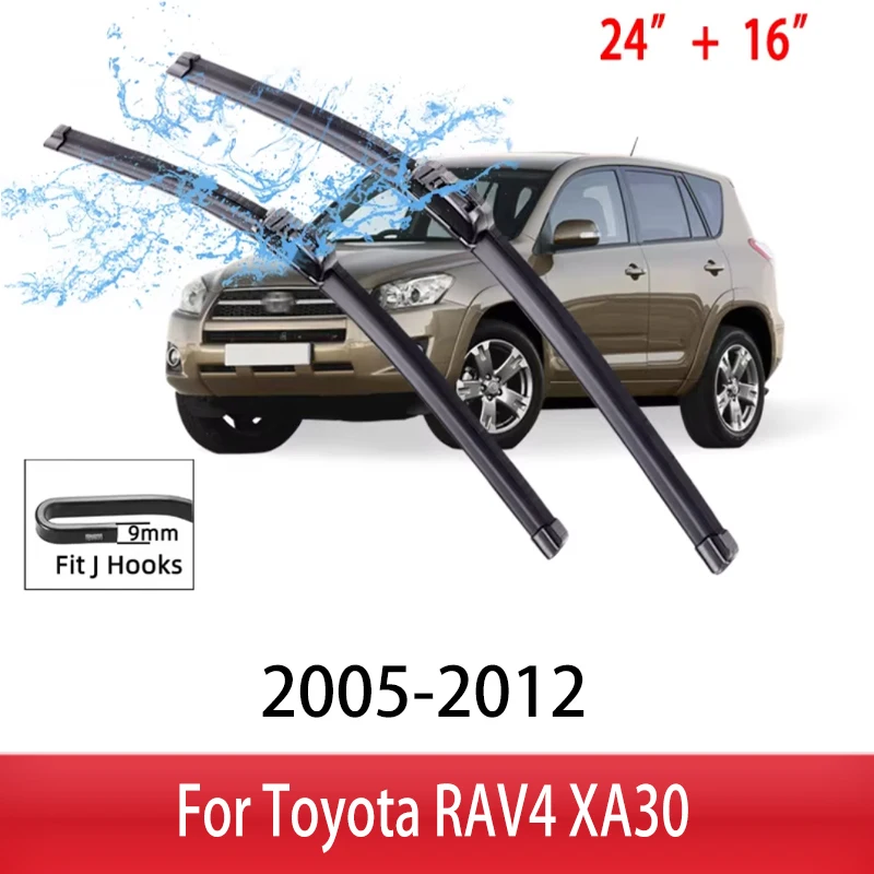 

For Toyota RAV4 XA30 2005 - 2012 2006 2007 Car Wiper U-type Soft Rubber Boneless Wiper Quiet Durable Automotive Wiper 24"+16"