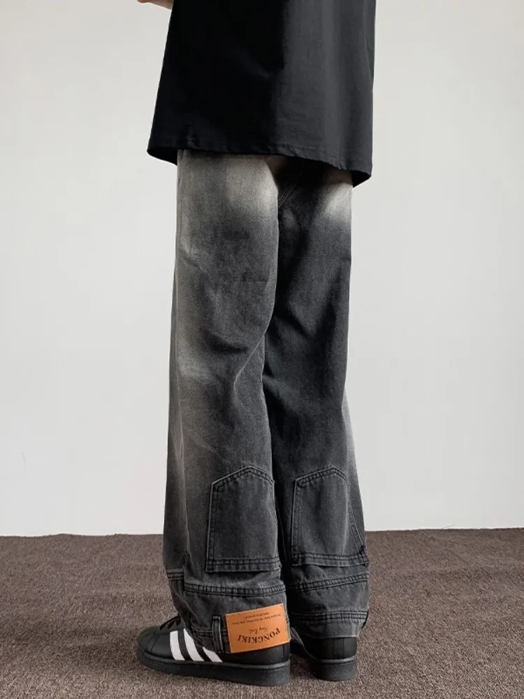 

Washed Vintage Men's Jeans High Street Style Loose Straight Leg Wide Leg Pants Micro Flared Pants Autumn Collection