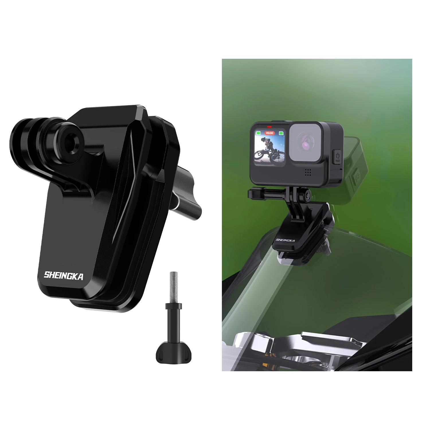 Motorcycle Windshield Clip for DJI Action 5 Pro/GoPro 13/Pocket 3 Camera Aluminum Alloy Mount for Insta360 X5 Ace Pro 2 X4 Go 3S