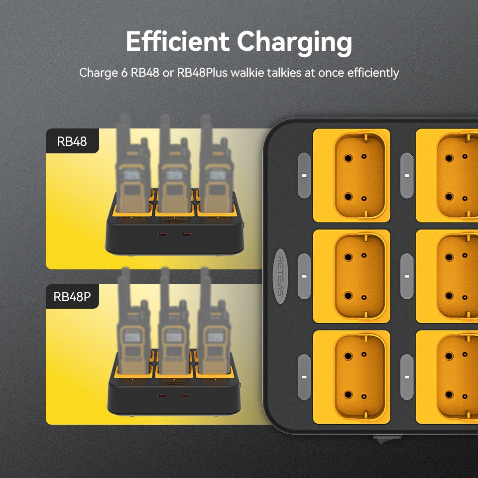 Retevis RTC48P Walkie Talkie Six-Way Charger Efficient Improving Charging Efficiency for RB48 RB648 NR610 NR10 Two Way Radio