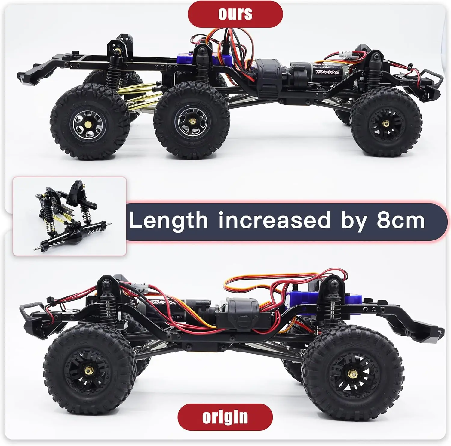 RAFLOT Brass Aluminum TRX6M 6x6 RC Frame & Shock Absorber & Driveshaft DIY Upgrade Parts TRX-4M TRX4M Upgrade to TRX6M 6X6