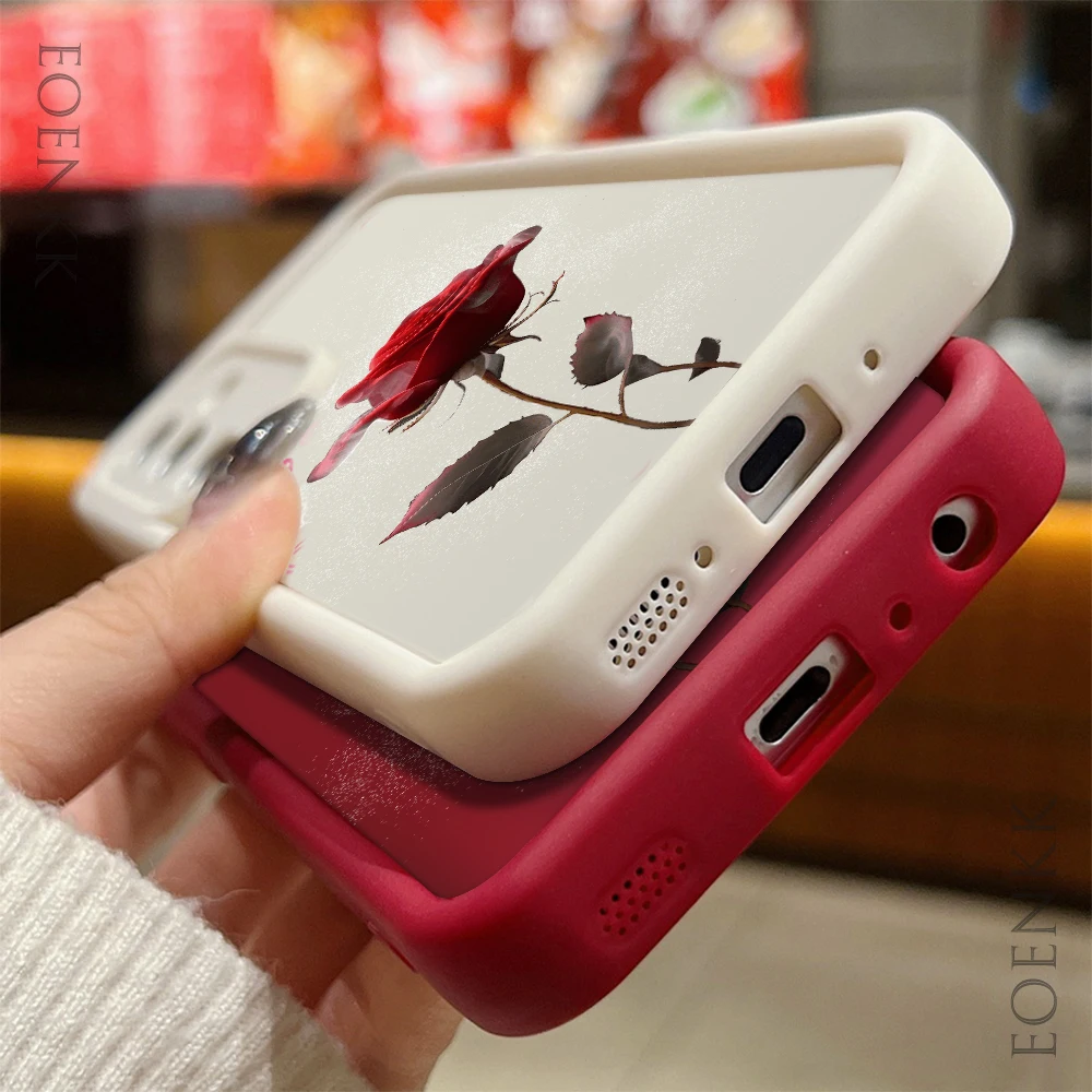 Simple Rose Case For Samsung Galaxy S25 S22 S21 S23 S20 S24 Ultra FE A35 15 A25 A55 Note 20 Plus 5G Silicone Phone Cases Cover
