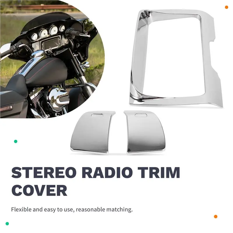 Stereo Gauge Panel Kit For Electra Glide Street Glide FLHX Tri 14-23 Motorcycle Chrome Accent Trim Cover Panel