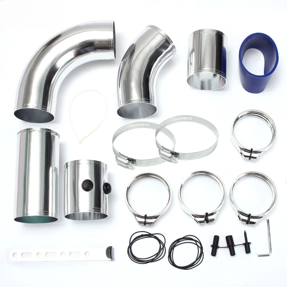 Universal 76mm 5-Segment Aluminum Cold Air Intake Pipe Multi-function Intake Kit