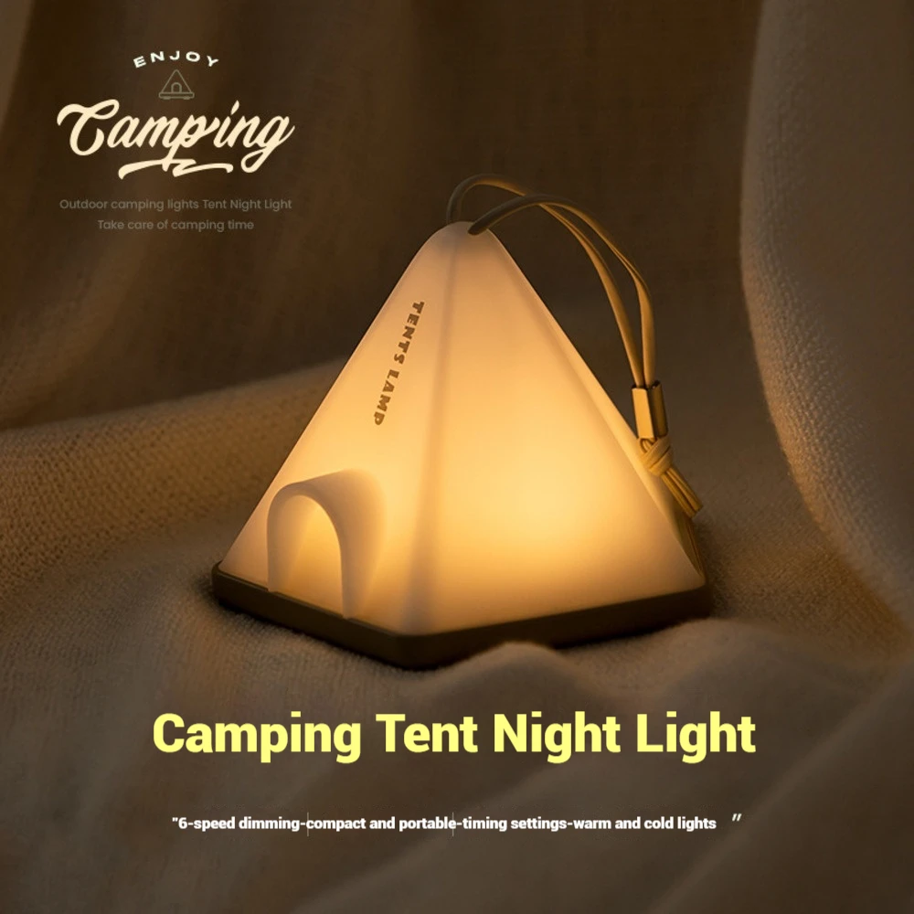 

USB Rechargeable Tent Night Light Portable Camping Lamp for Outdoor Bedroom Minimalist Bedside Atmosphere Light Warm White