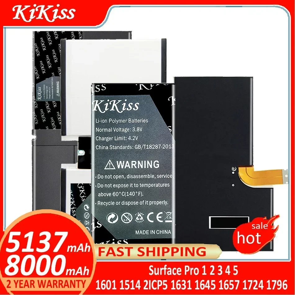 KiKiss Battery For Microsoft Surface Pro 1 2 3 4 5 1601 1514 2ICP5 1631 1645 1657 1724 1796 Batteries + Track NO.