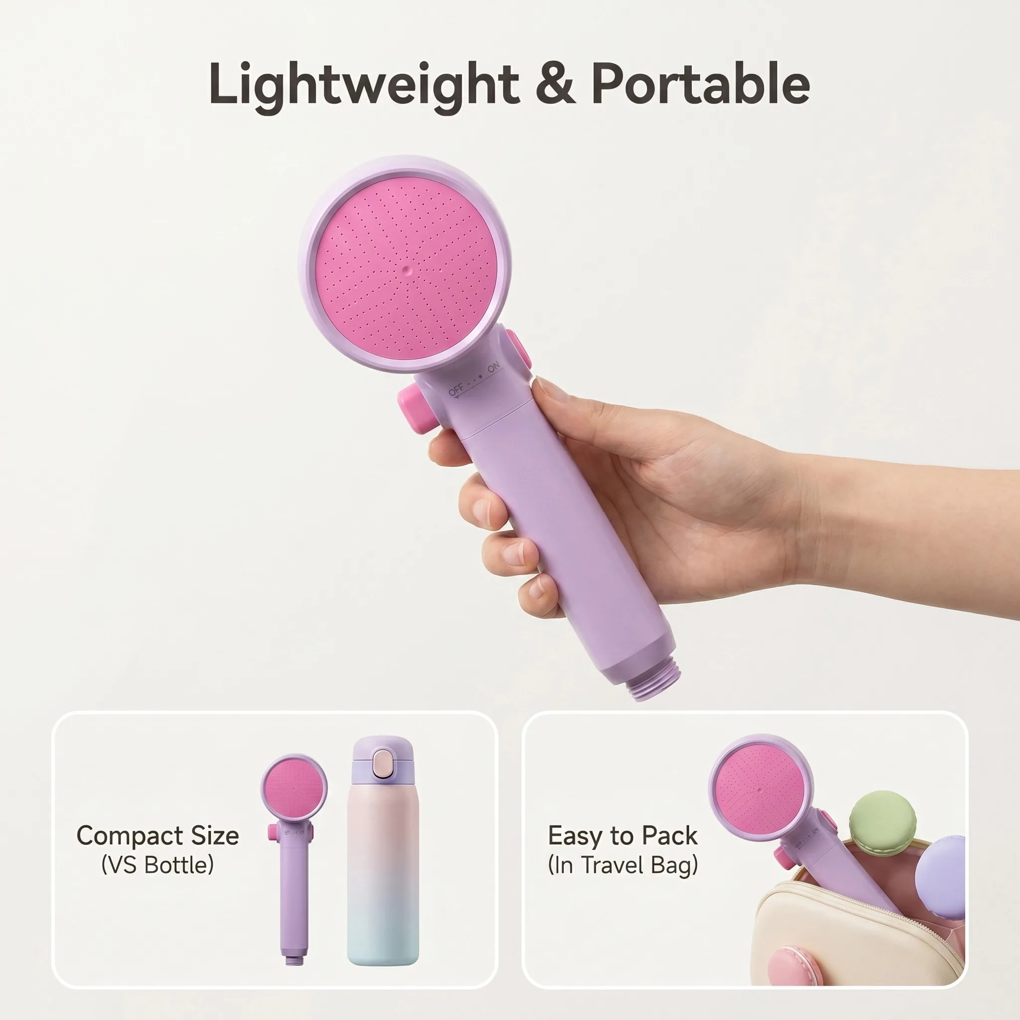 

Purple High-pressure Shower Head for Women & Kids Dopamine Cute Dual Filtration Skin Protection Water Saving Shower Head