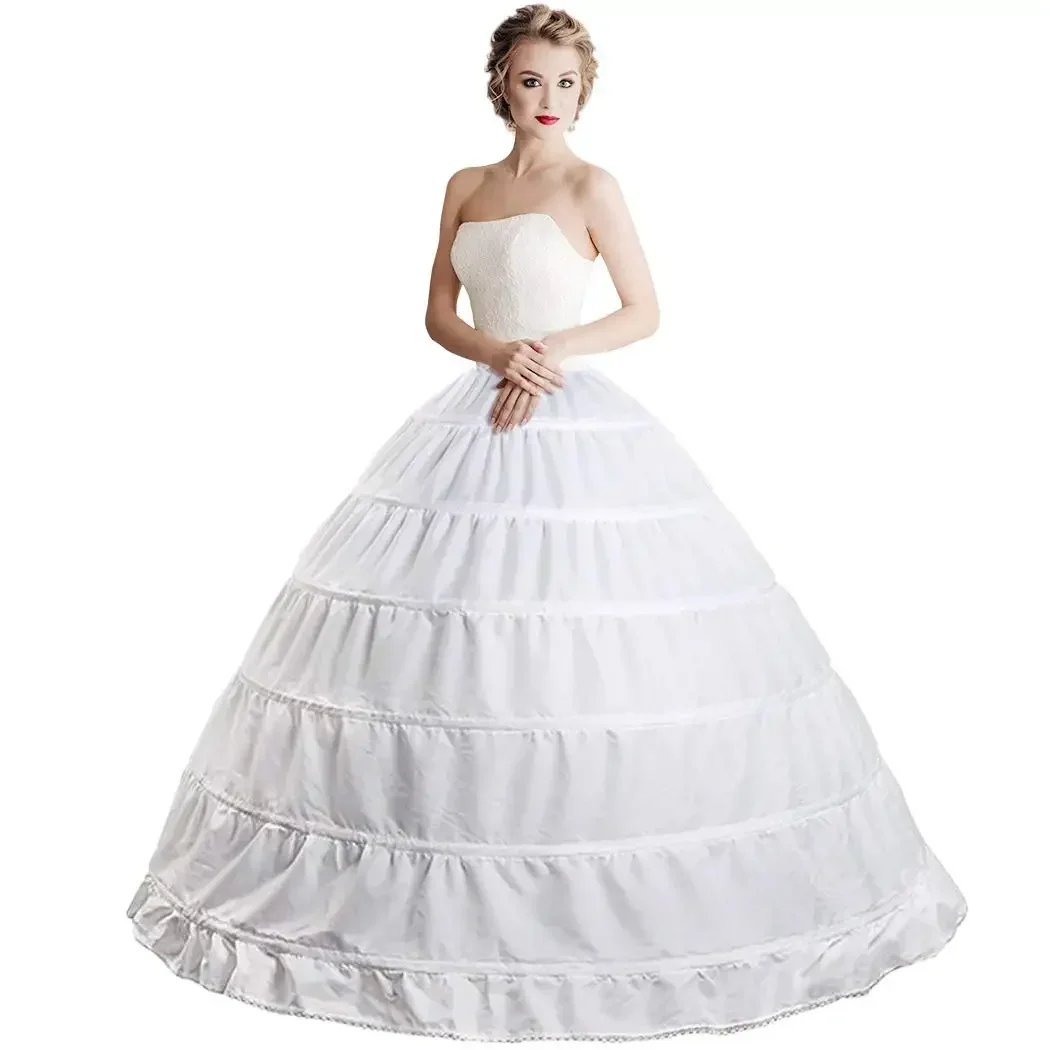 6 Hoop Crinoline Underskirt Petticoat Full A-line Floor Length Bridal Dress Ball Gown Slip for Women