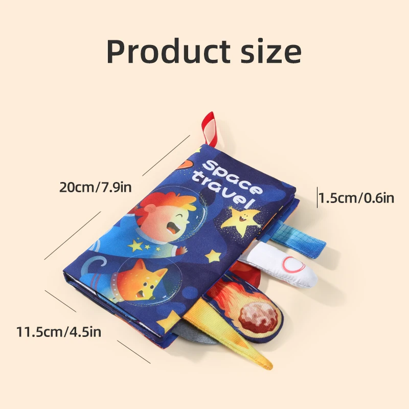 Libro de tela de educación temprana para bebé, rompecabezas de juguete de 4 páginas, serie de exploración espacial, interacción entre padres e hijos, regalo de cumpleaños