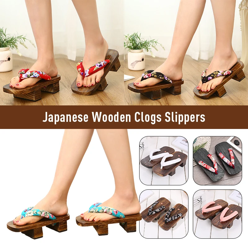 Japanese Traditional Sandal Geta Woodn Clogs Shoes Slipppers Women Wooden Flip-flops Chinese Style Cosplay Costumes Geta Slipper