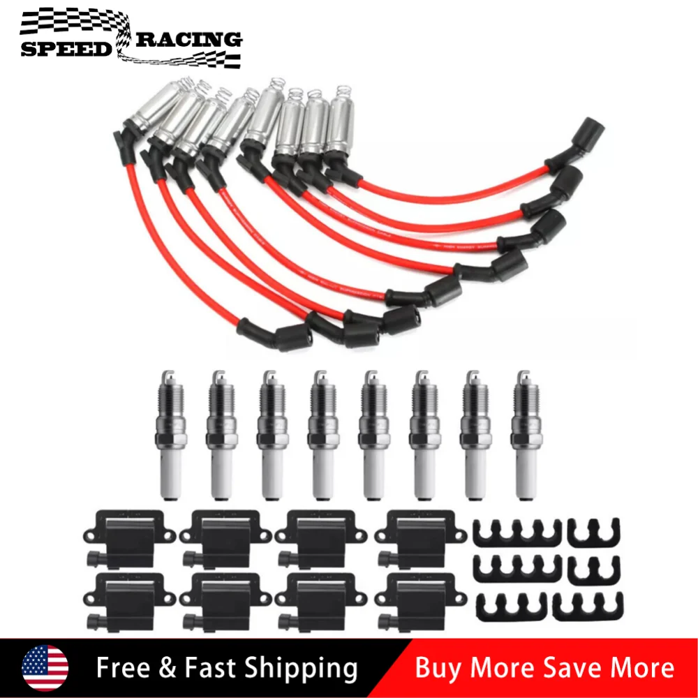 

12556893 12558693 12570553 3859078 8 шт. квадратная катушка зажигания и провод свечи зажигания для 2003-2005 GMC SAVANA 1500 2500 3500 IG-0100