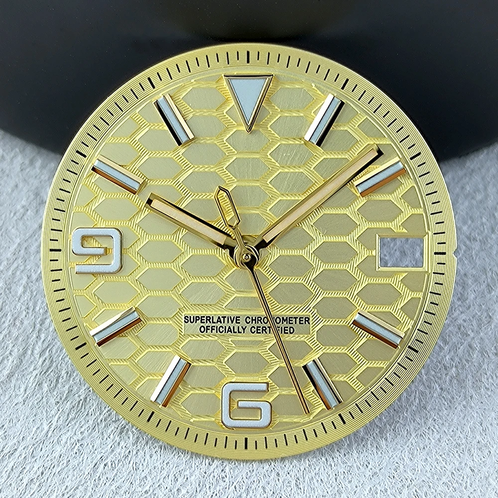 NH35 다이얼 28.5mm 수정 시계 다이얼 숫자 다이얼 블루 루미 너스 핏 NH35 무브먼트 시계 액세서리