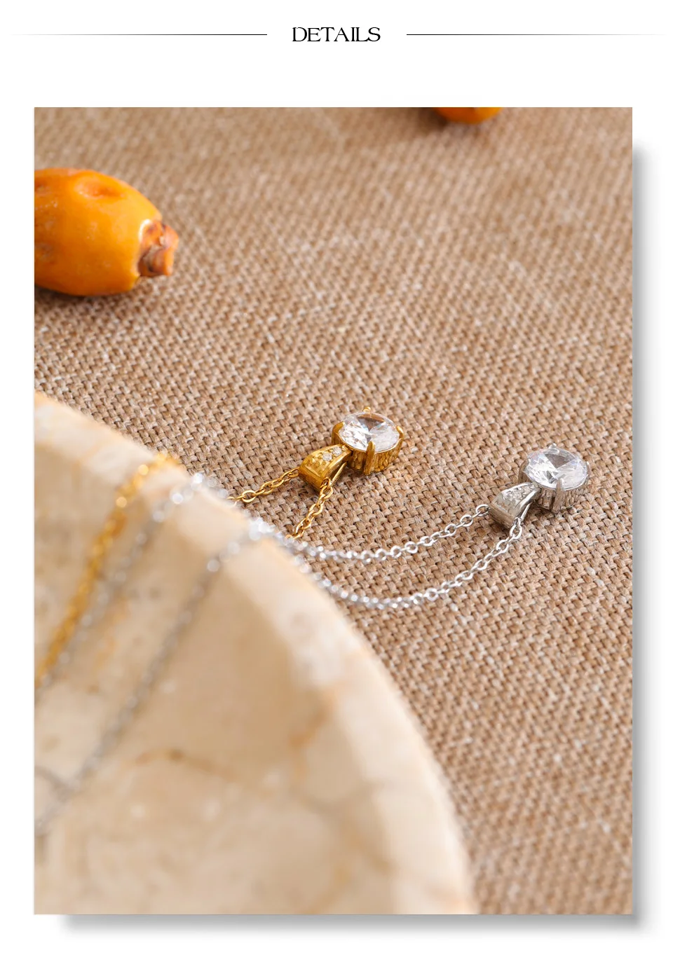 Yhpup Edelstahl-Halskette mit quadratischem Zirkonia-Anhänger für Damen, koreanischer Stil, zarter, beliebter Alltagsschmuck, Geschenk – Detail 9