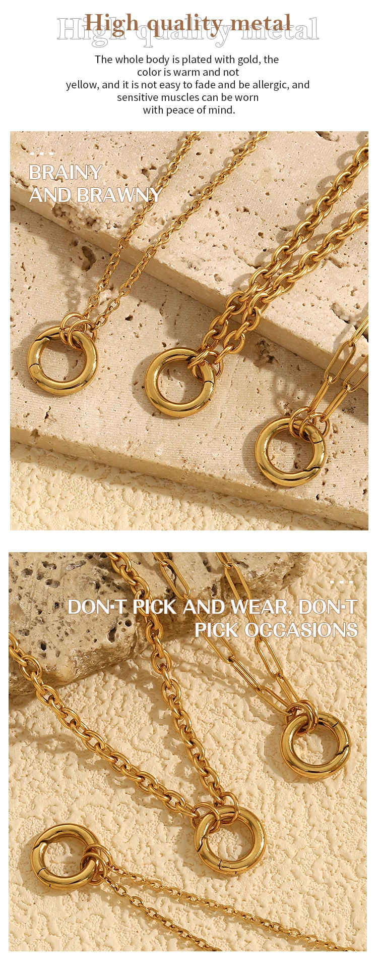 La. Muses Chain Styles Large O-Shaped Spring Buckles DIY Necklaces Stainless Steel Women's Fashion Waterproof Jewelry Gifts