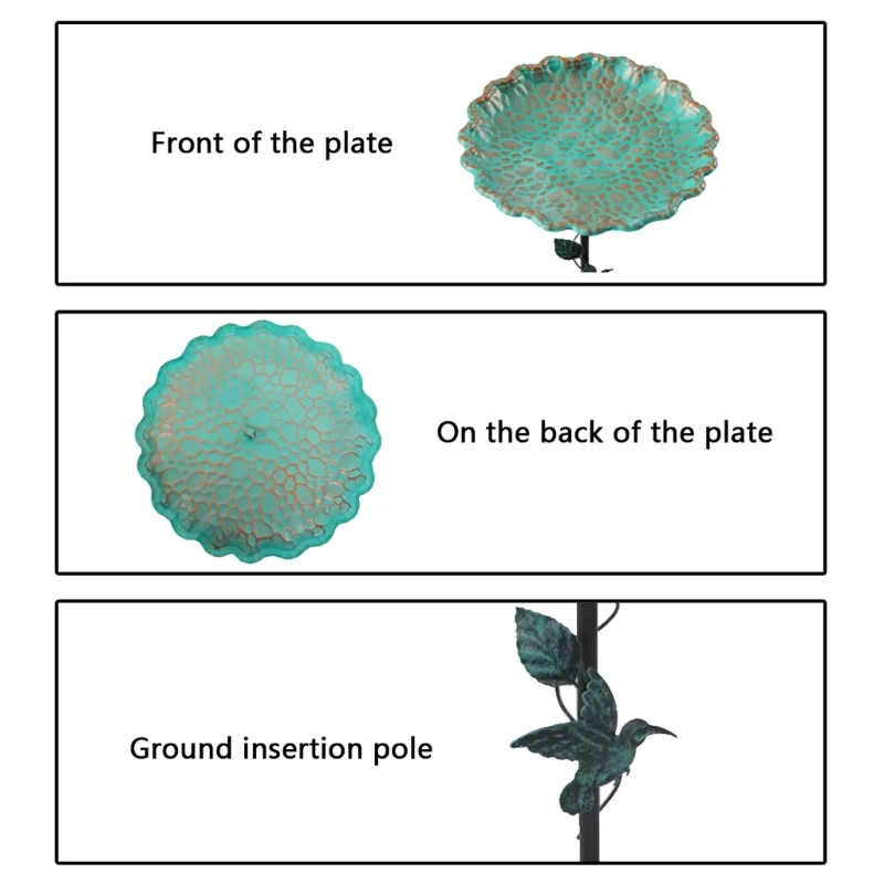 

Freestanding Bird Bath for Lawn and Patios Bird Feeding Bowl Metal Stake