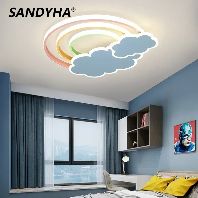 

SANDYHA Modern Ceiling Lights Rainbow Cloud LED Lamp for Children's Room Bedroom Lighting Fixtures Home Decor Chandelier Lustre