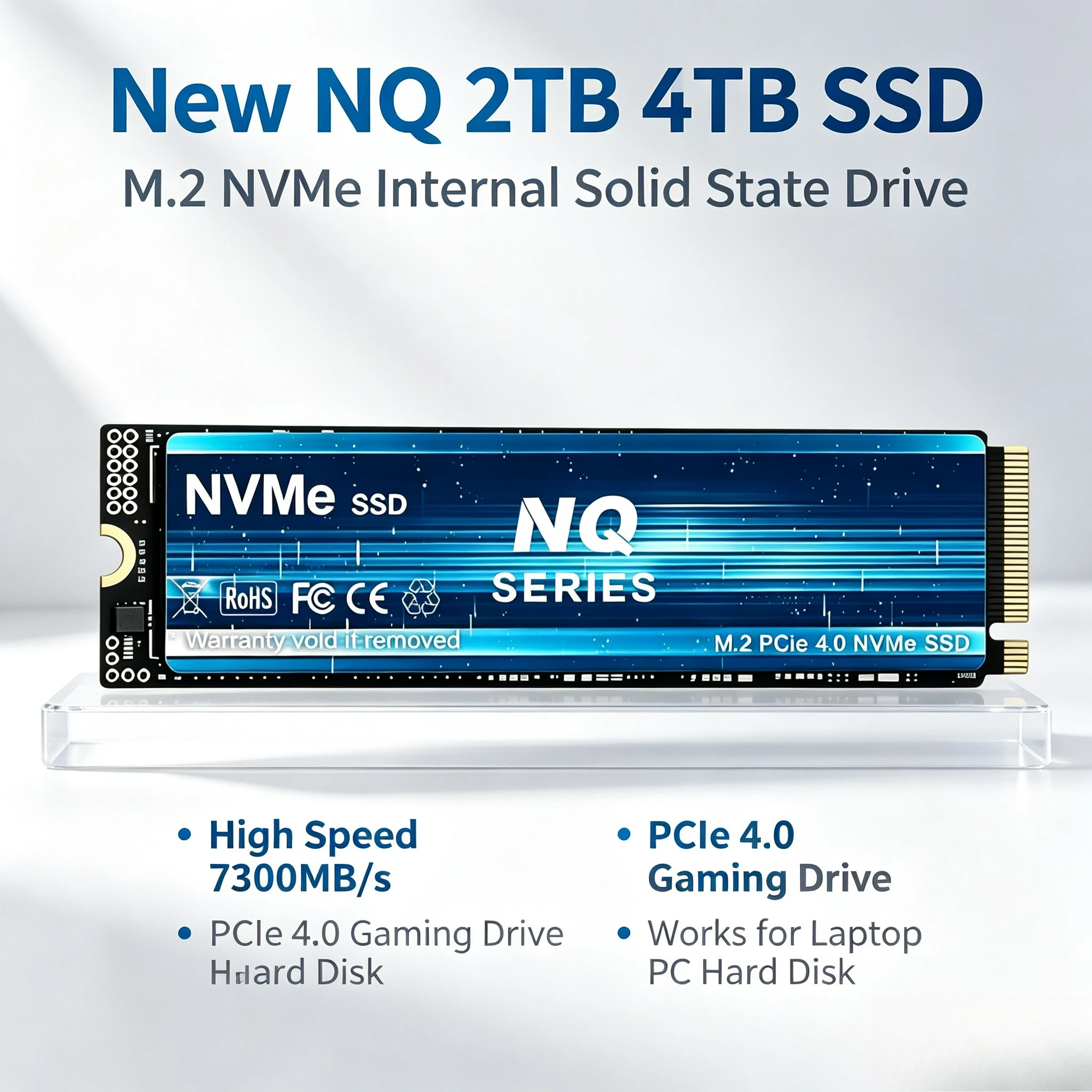 New NQ 2TB 4TB SSD M.2 NVMe Internal Solid State Drive High Speed 7300MB/s PCIe 4.0 Gaming Drive Works for  Laptop PC Hard Disk
