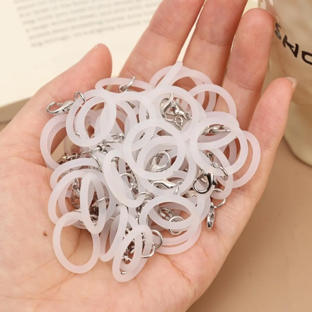 Transparent O-Shaped Silicone Keyring Flexible Rubber O Rings Keychain Connectors DIY Jewelry Bag Charm Making Small Accessory
