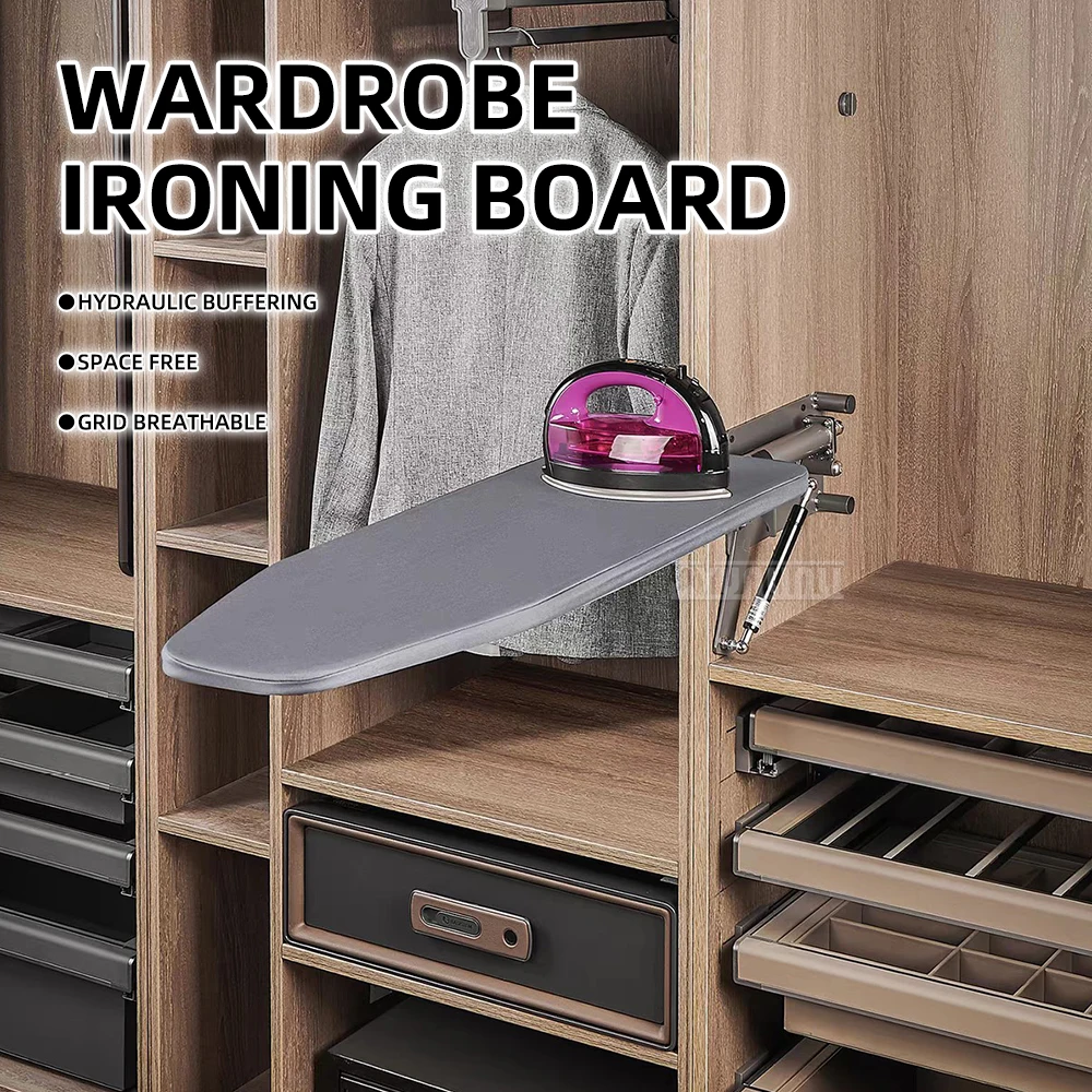 34*81cm Home Use Wall-Mounted Ironing Board Multifunctional Foldable Ironing Table with Heat-Resistant Pad, Upright/Standing