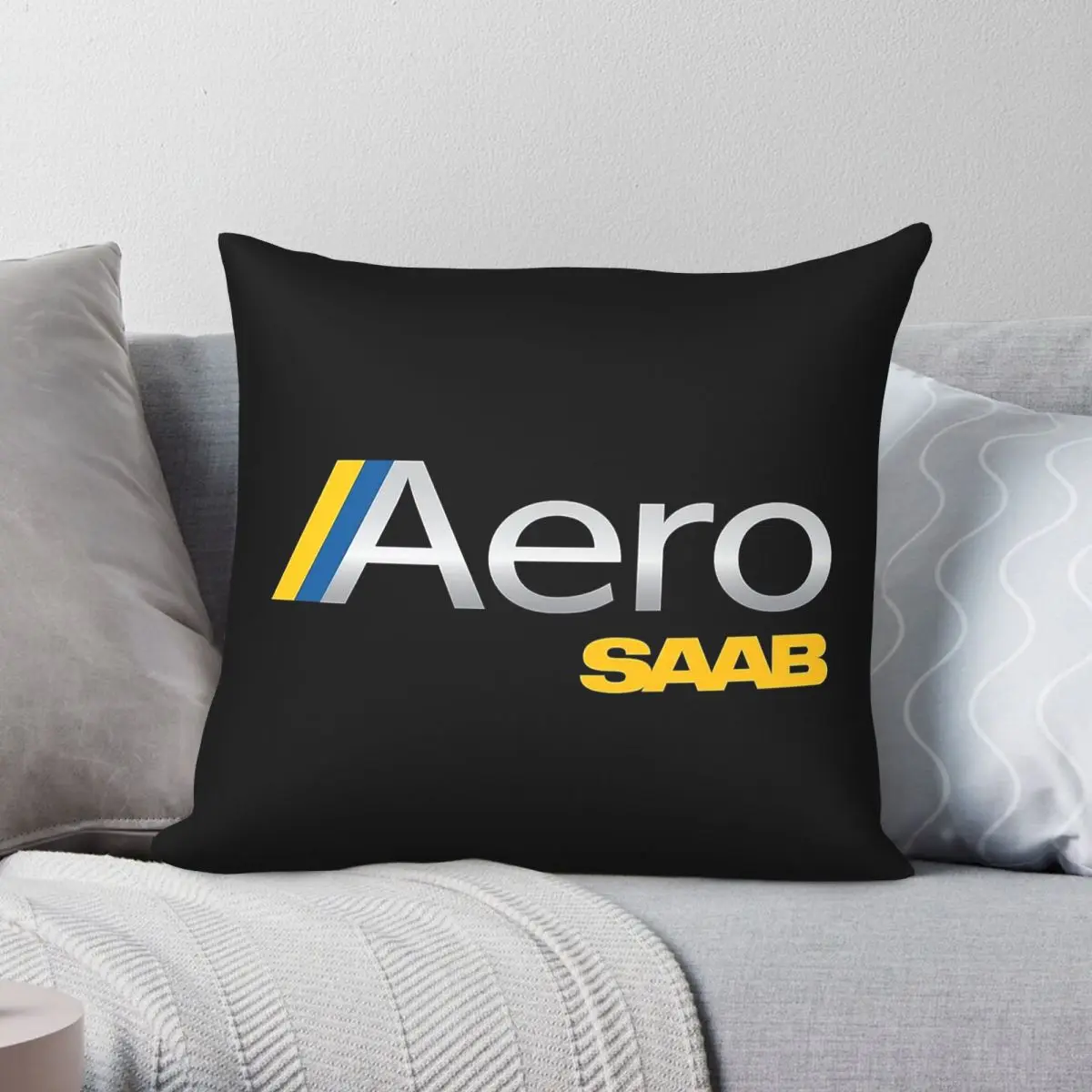 Saab Turbo Badge Sweden Stripes Pillowcase Polyester Linen Velvet Creative Zip Decorative Throw Pillow Case Car Cushion Cover