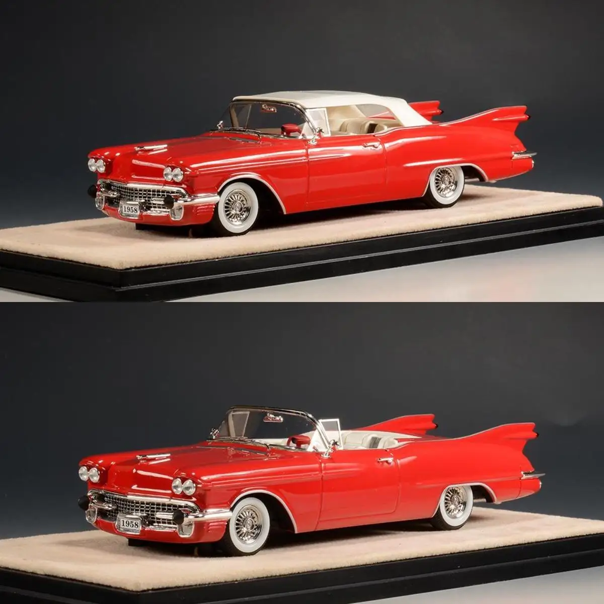 Stamp1:43 Eldorado Biarritz Concept Closed Roof Red 1958 Vintage Car Simulation Limited Edition Resin Metal Static Car Model Toy