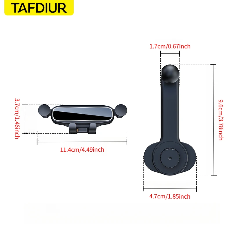 Tafdiur 1-Piece Black Abs Gravity Car Phone Holder, Car Air Vent Gravity Sensing Holder, Stable and Not Easy to Shake, Universal Car Navigation Phone Holder