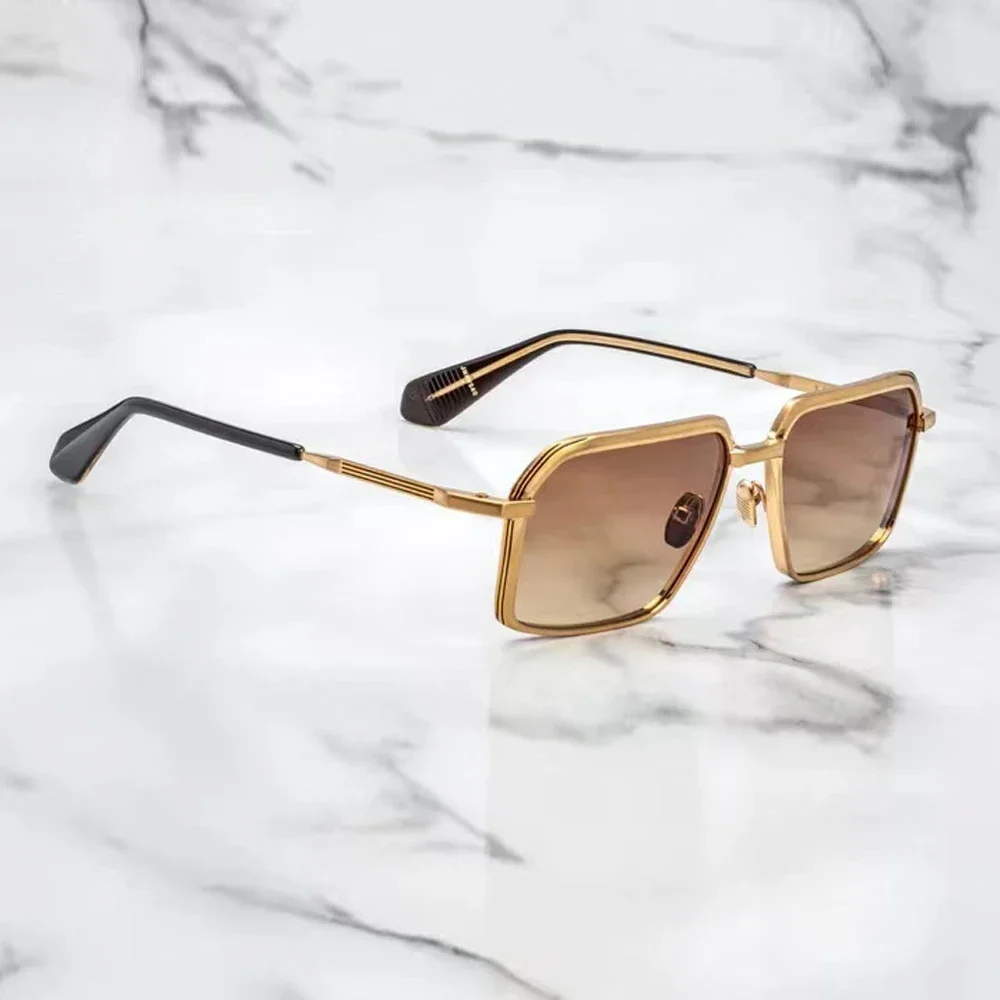 

Очки солнцезащитные VASCO JMM для мужчин и женщин, квадратные Роскошные модные уличные солнечные очки из титана и металла, для вождения, UV400