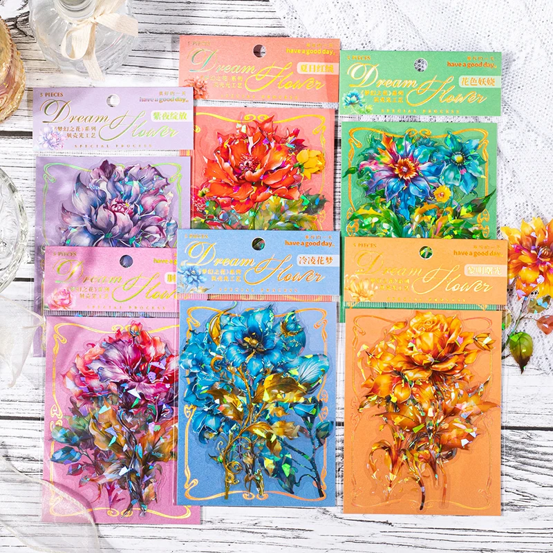 6packs/LOT Dream Flower series markers photo album decoration PET sticker