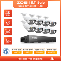 ZOSI 8CH POE Video Surveillance Kit 4K 8MP 5MP Super HD Outdoor IP Cameras AI Starlight Night Vision CCTV Security Camera System