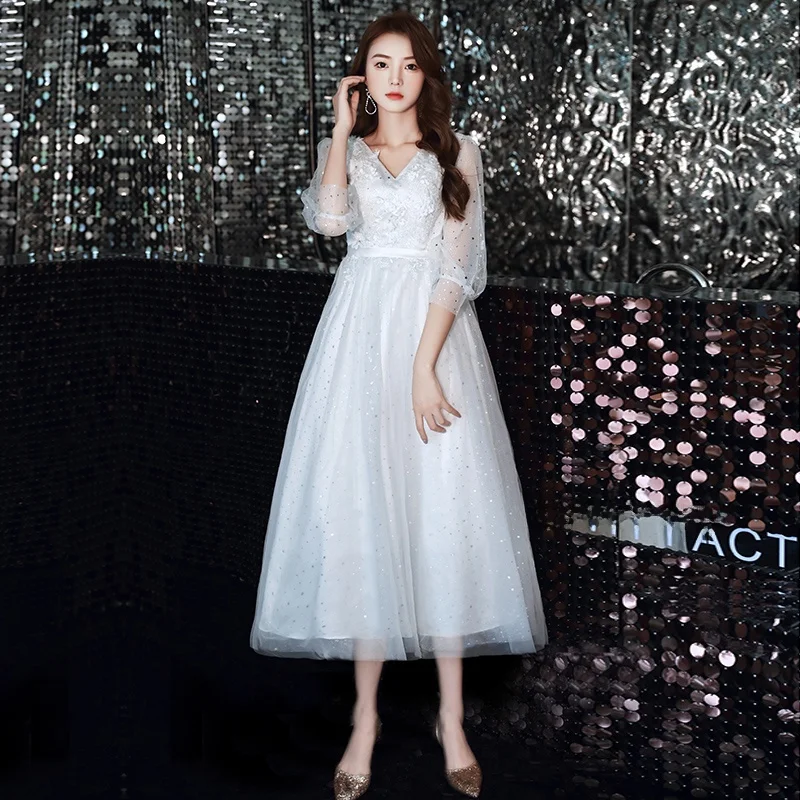 

Вечернее платье больших размеров для женщин, летнее, белое, корректирующее, с высокой талией, в корейском стиле, скрывающее живот