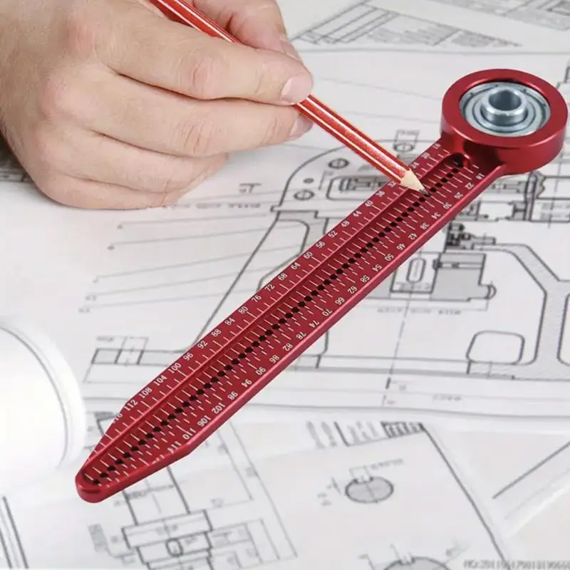 عملي الأحمر الأزرق سبائك الألومنيوم الدقة صانع دائرة صغيرة سبيكة الكاتب 360 درجة جولة بمناسبة مقياس أداة النجار