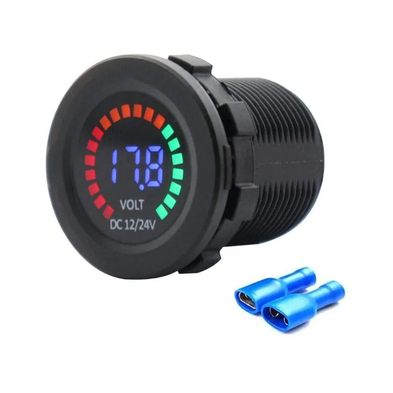 جهاز اختبار الجهد الكهربائي بثلاثة ألوان مع تنبيه صوتي، شاشة رقمية LCD 12-24 فولت للنظام الكهربائي للمركبة، شاشة بطارية في الوقت الحقيقي #5