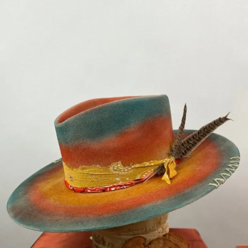 Hepburn style top hat for autumn and winter felt fisherman's elegant white pure women